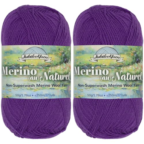 JubileeYarn Merino Au Naturel Garn, 50 g/Knäuel, feine Merinowolle, keine Superwash-Merinowolle, La Promenade, 2 Knäuel von BambooMN