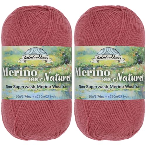 JubileeYarn Merino Au Naturel Garn, 50 g/Knäuel, feine Merinowolle, keine Superwash-Merinowolle, Miss La La at The Cirque, 2 Knäuel von BambooMN