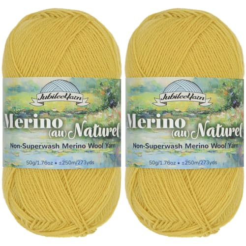 JubileeYarn Merino Au Naturel Garn, 50 g/Knäuel, feine Merinowolle, keine Superwash-Merinowolle, Sommer-Szene, 2 Knäuel von BambooMN