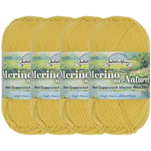 JubileeYarn Merino Au Naturel Garn, 50 g/Knäuel, feine Merinowolle, keine Superwash-Merinowolle, Sommer-Szene, 4 Knäuel von BambooMN