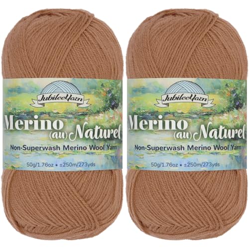 JubileeYarn Merino Au Naturel Garn, 50 g/Knäuel, feine Merinowolle, ohne Superwash, Impression Sunrise, 2 Knäuel von BambooMN