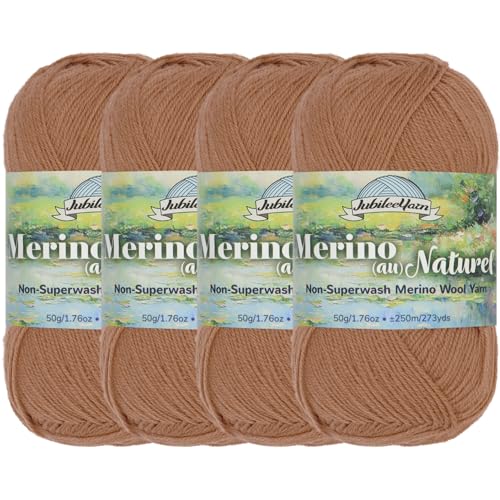 JubileeYarn Merino Au Naturel Garn, 50 g/Knäuel, feine Merinowolle, ohne Superwash, Impression Sunrise, 4 Knäuel von BambooMN