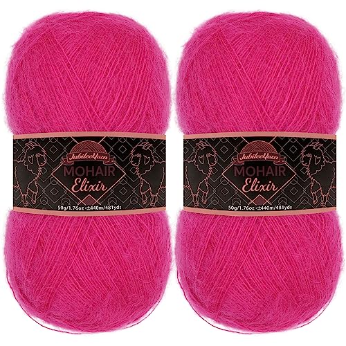 JubileeYarn Mohair-Elixier-Garn, 50 g/Knäuel, Baby-Wollmischung, Cherub's Cup, 2 Knäuel JubileeYarn Mohair-Elixier-Garn, 50 g/Knäuel, Baby-Wollmischung, Cherub's Cup, 2 Knäuel von BambooMN