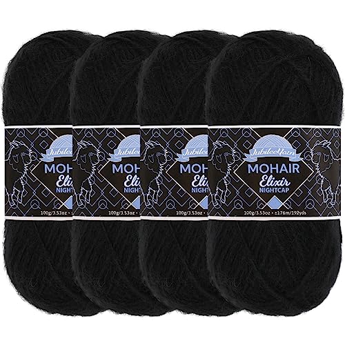 JubileeYarn Mohair Elixir Nightcap Garn, grobe Wollmischung, 100 g/Knäuel, Chocotini, 4 Knäuel von BambooMN