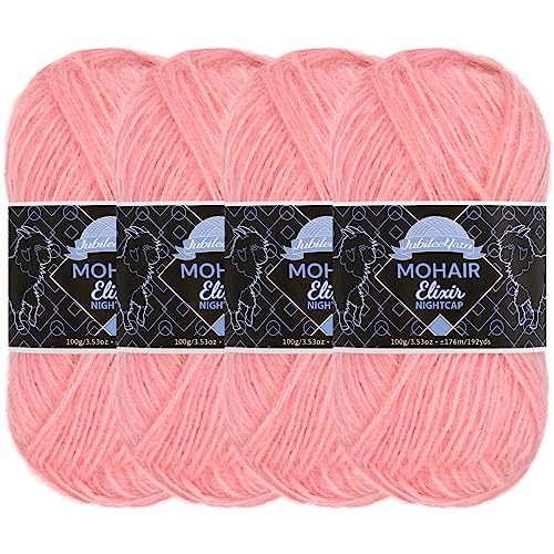 JubileeYarn Mohair Elixir Nightcap Garn, grobe Wollmischung, 100 g/Knäuel, Desert Rose, 4 Knäuel von BambooMN