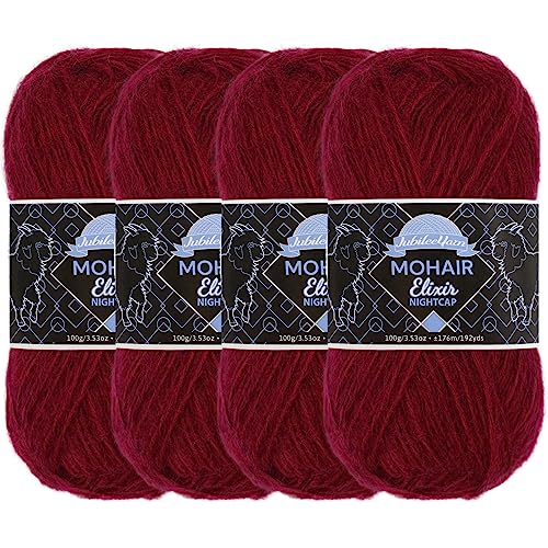 JubileeYarn Mohair Elixir Nightcap Garn, grobe Wollmischung, 100 g/Knäuel, Manhattan, 4 Knäuel von BambooMN