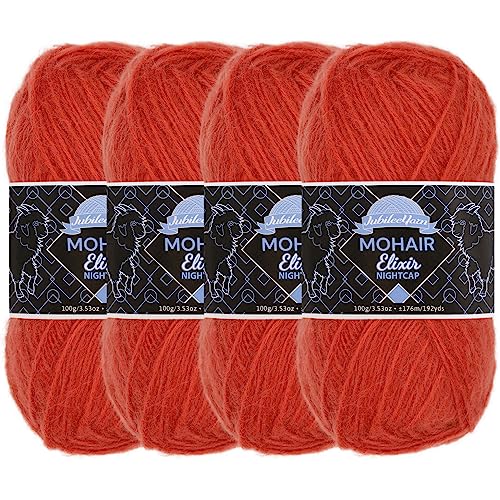 JubileeYarn Mohair Elixir Nightcap Garn, grobe Wollmischung, 100 g/Knäuel, Mimose, 4 Knäuel von BambooMN