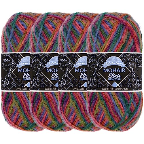 JubileeYarn Mohair Elixir Nightcap Garn, grobe Wollmischung, 100 g/Knäuel, Pfirsich-Bellini, 4 Knäuel von BambooMN