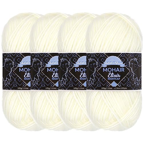 JubileeYarn Mohair Elixir Nightcap Garn, grobe Wollmischung, 100 g/Knäuel, Piña Colada, 4 Knäuel von BambooMN