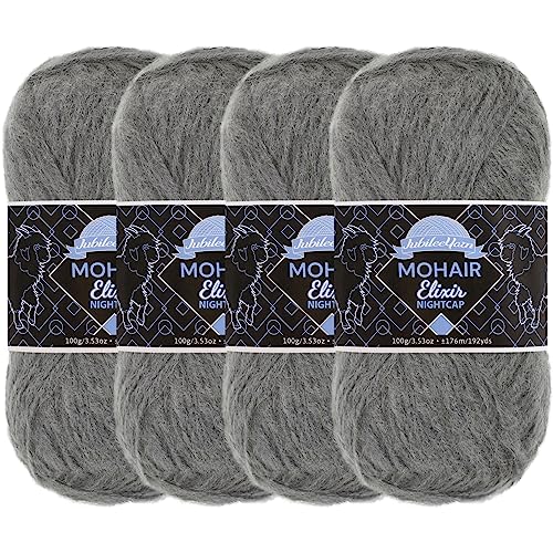 JubileeYarn Mohair Elixir Nightcap Garn, grobe Wollmischung, 100 g/Knäuel, Vesper, 4 Knäuel von BambooMN