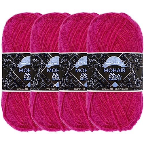 JubileeYarn Mohair Elixir Nightcap Garn, grobe Wollmischung, 100 g/Knäuel, Violet Fizz, 4 Knäuel von BambooMN