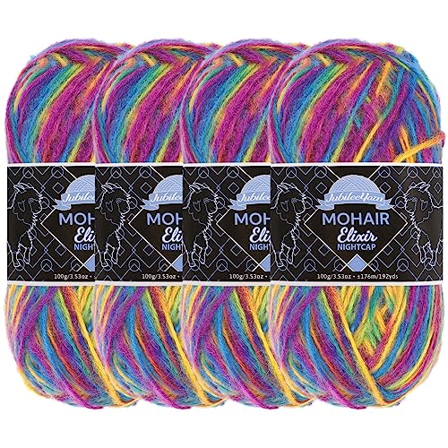 JubileeYarn Mohair Elixir Nightcap Garn, grobe Wollmischung, 100 g/Knäuel, Waikiki Beachcomber, 4 Knäuel von BambooMN