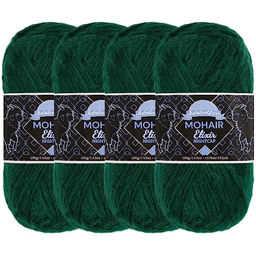 JubileeYarn Mohair Elixir Nightcap Garn, grobe Wollmischung, 100 g/Knäuel, verbotene Früchte, 4 Knäuel von BambooMN