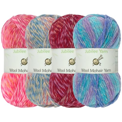 JubileeYarn Mohair-Wolle, Ombré-Kammgarn, 100 g/Knäuel, Rottöne, 4 Knäuel von BambooMN