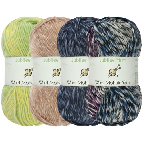 JubileeYarn Mohair-Wolle, Ombré-Kammgarn, 100 g/Knäuel, neutrale Farbtöne, 4 Knäuel von BambooMN