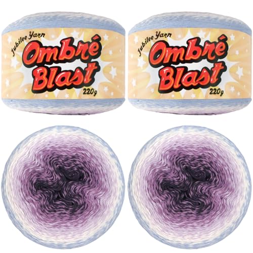 JubileeYarn Ombré Blast Garn, Babygewicht Baumwolle, 220 g/Kuchen, Crypt of Ice – 2 Kuchen von BambooMN