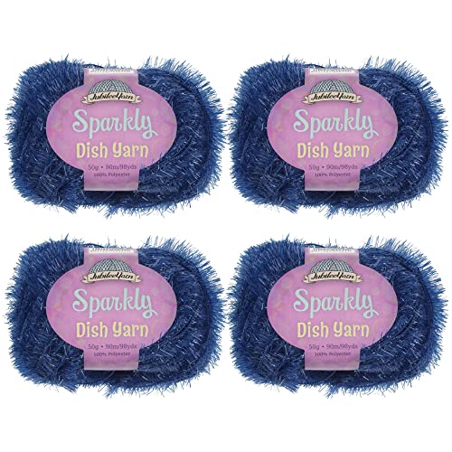 JubileeYarn Sparkly Dish Scrubby-Garn, 50 g/Knäuel, Kamm-Polyester, Dunkelblau, 4 Knäuel JubileeYarn Sparkly Dish Scrubby-Garn, 50 g/Knäuel, Kamm-Polyester, Dunkelblau, 4 Knäuel von BambooMN