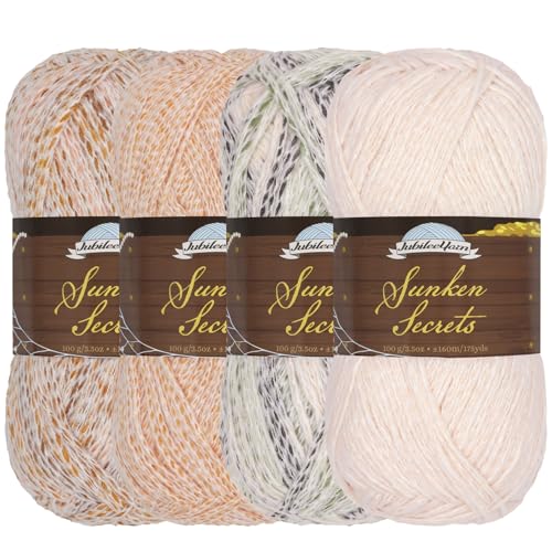 JubileeYarn Sunken Secrets-Garn, Kammgarn, 100 g/Knäuel, Brauntöne, 4 Knäuel von BambooMN