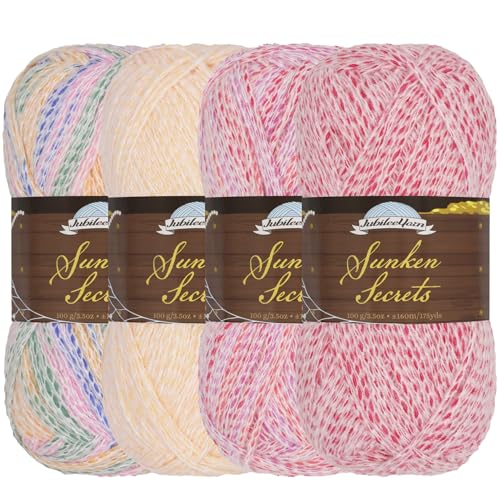 JubileeYarn Sunken Secrets-Garn, Kammgarn, 100 g/Knäuel, Rottöne, 4 Knäuel von BambooMN