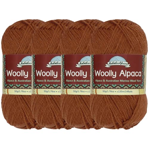 JubileeYarn Wolliges Alpaka-Garn, 50 g/Knäuel, feine australische Alpaka-Merinowolle, 4 Knäuel von BambooMN