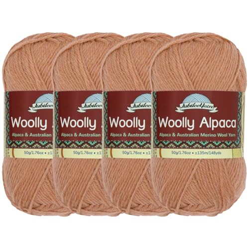 JubileeYarn Wolliges Alpaka-Garn, 50 g/Knäuel, feine australische Alpaka-Merinowolle, Beaut, 4 Knäuel von BambooMN