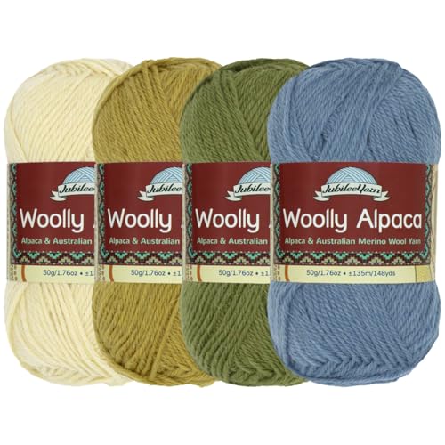 JubileeYarn Wolliges Alpaka-Garn, 50 g/Knäuel, feine australische Alpaka-Merinowolle, Blautöne, 4 Knäuel von BambooMN