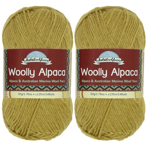 JubileeYarn Wolliges Alpaka-Garn, 50 g/Knäuel, feine australische Alpaka-Merinowolle, Bugger, 2 Knäuel von BambooMN