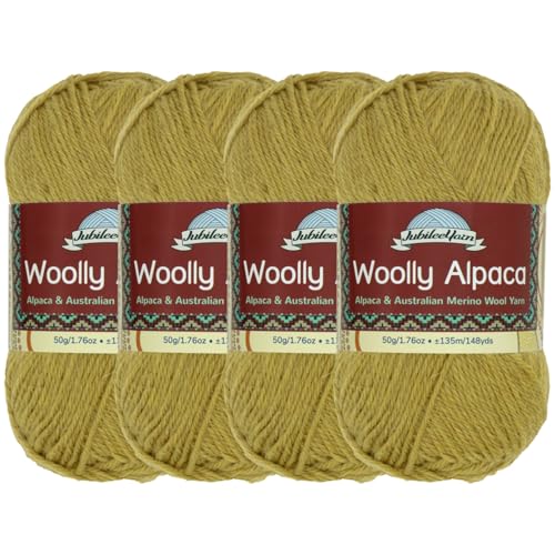 JubileeYarn Wolliges Alpaka-Garn, 50 g/Knäuel, feine australische Alpaka-Merinowolle, Bugger, 4 Knäuel von BambooMN