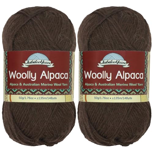 JubileeYarn Wolliges Alpaka-Garn, 50 g/Knäuel, feine australische Alpaka-Merinowolle, Chock-A-Block, 2 Knäuel von BambooMN