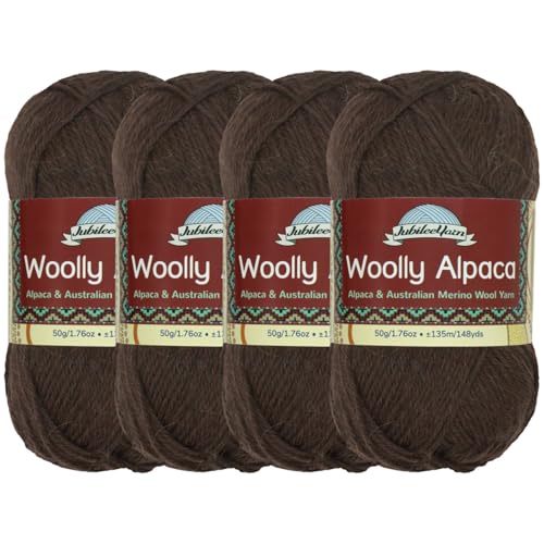 JubileeYarn Wolliges Alpaka-Garn, 50 g/Knäuel, feine australische Alpaka-Merinowolle, Chock-A-Block, 4 Knäuel von BambooMN