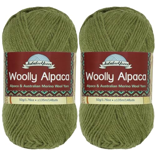 JubileeYarn Wolliges Alpaka-Garn, 50 g/Knäuel, feine australische Alpaka-Merinowolle, Crikey, 2 Knäuel von BambooMN