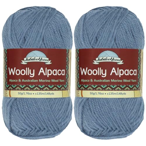 JubileeYarn Wolliges Alpaka-Garn, 50 g/Knäuel, feine australische Alpaka-Merinowolle, Dinkum, 2 Knäuel von BambooMN