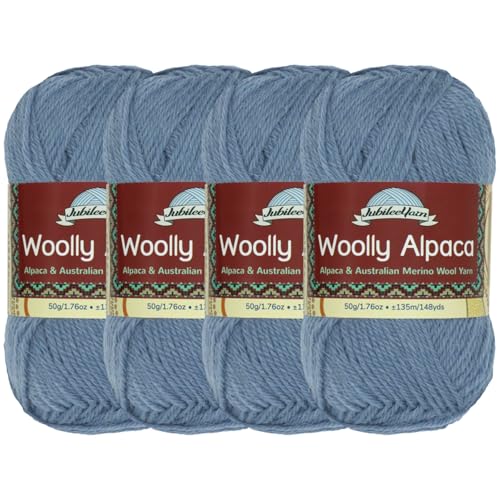 JubileeYarn Wolliges Alpaka-Garn, 50 g/Knäuel, feine australische Alpaka-Merinowolle, Dinkum, 4 Knäuel von BambooMN