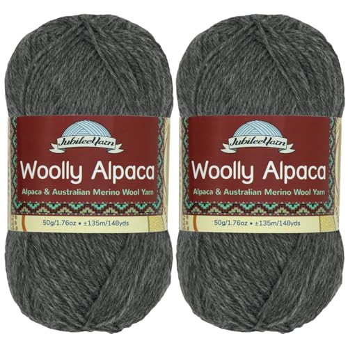 JubileeYarn Wolliges Alpaka-Garn, 50 g/Knäuel, feine australische Alpaka-Merinowolle, Jumbock, 2 Knäuel von BambooMN