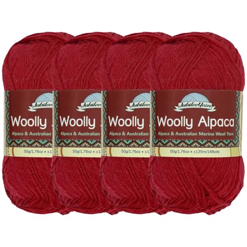 JubileeYarn Wolliges Alpaka-Garn, 50 g/Knäuel, feine australische Alpaka-Merinowolle, Lollies, 4 Knäuel von BambooMN