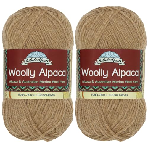 JubileeYarn Wolliges Alpaka-Garn, 50 g/Knäuel, feine australische Alpaka-Merinowolle, Outback, 2 Knäuel von BambooMN