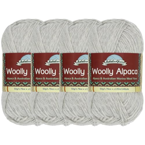 JubileeYarn Wolliges Alpaka-Garn, 50 g/Knäuel, feine australische Alpaka-Merinowolle, Smoko, 4 Knäuel von BambooMN