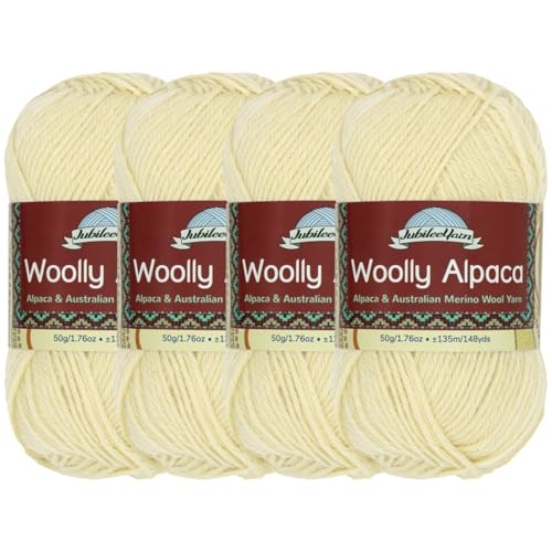 JubileeYarn Wolliges Alpaka-Garn, 50 g/Knäuel, feine australische Alpaka-Merinowolle, Sunbake, 4 Knäuel von BambooMN