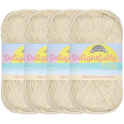 JubileeYarn herrlich feines Garn, 50 g/Knäuel, Spitzenbambus, geliebte Perle, 4 Knäuel von BambooMN