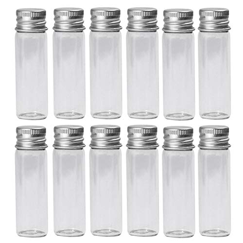 12 kleine Glasflaschen, 30 ml, mit Aluminium-Schraubdeckel, leere Probengläser, für Hochzeitsgeschenke, Dekorationen oder Bastelarbeiten von Bamboopack