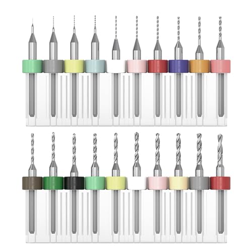 Bamyli 20 Stück PCB Micro Spiralbohrer Metallbohrer Satz Legierung Wolfram Stahl Kleiner Bohrer für Leiterplatten Glas Faser Harz Bernstein (0.1-1.0mm, 1.1-2.0mm) von Bamyli