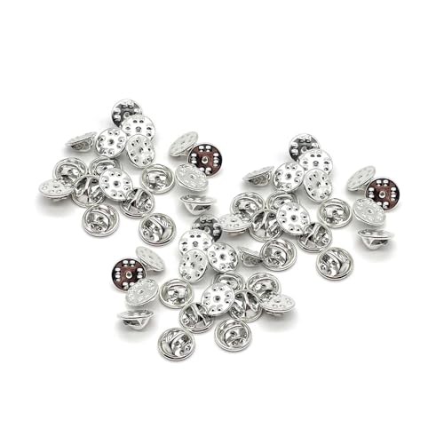 Bamyli 60 Stück 11mm Metall Verschlussstift Rückseiten, Verschlüsse Clips für Badge Pin, Pin Backs Schmetterling Krawatte (Silber) von Bamyli