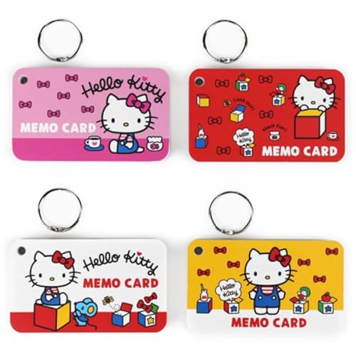 Hello Kitty Karteikarten mit Ringen – 4 verschiedene Designs – 80 Blanko-Blätter pro Packung x 4 Packungen – Mehrzweck-Memoblätter von Bandal & Neoul