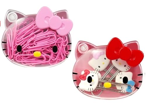 Kitty 's Favorite Pink Büroklammern-Set – 2 Sets in einem – 90 rosa Clips in normaler Größe und 5 hochwertige Hello Kitty Gesichtsclips von Bandal & Neoul