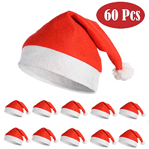 BangShou 10Stk Weihnachtsmütze Nikolausmütze mit Plüsch Rand Rot Weihnachtsfeier Santa Mütze Weiche Weihnachten Partyhüte Christmas Hat (28 * 37cm) von BangShou