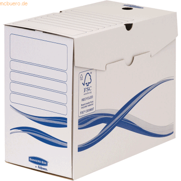 Bankers Box Archivschachtel Basic 150mm 147x250x325mm weiß/blau VE=10 von Bankers Box