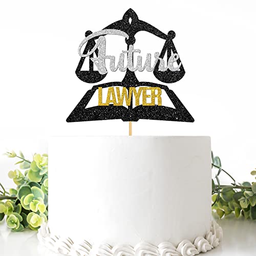 Future Lawyer Cake Topper, Law School Graduated Cake Decorations, Congrats Lawyer Graduation Party Supplies, Glitzer Schwarz von Bantartar