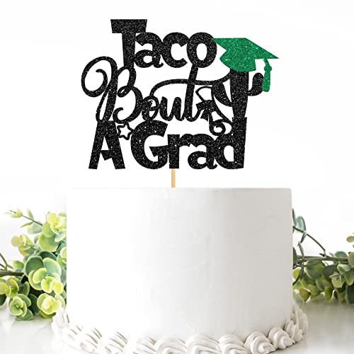 Taco Bout a Grad Cake Topper, Fiesta Karneval Thema Abschluss Kuchen Dekorationen, College Abschluss Party Supplies, Glitzer Schwarz von Bantartar