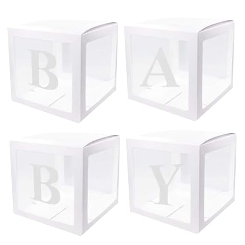 Ballonkisten mit Buchstaben Ballonkisten mit B a b y Buchstaben 4pcs 12 Zoll Ballon Box klare Party Ballon Box für Valentinstag Dekor Babyparty Party Vorräte ohne Luftballons von Banziaju