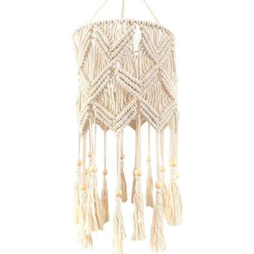 Banziaju Makramee Lampenschirm, Hängelampe Lampenschirm Stricken Lampe Makramee Lampenschirm Geflochtene Hängelampe Lampenschirm Boho Hängelampe für Wohnzimmer, Schlafzimmer Büro, Typ 2 von Banziaju